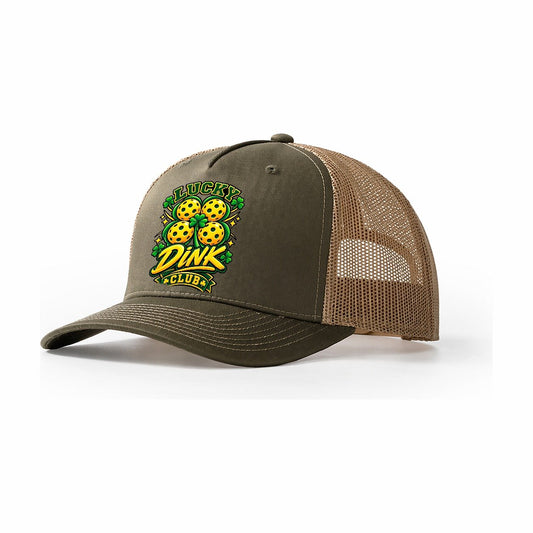 Lucky Dink Club Pickleball Life Trucker Hat – Olive Khaki