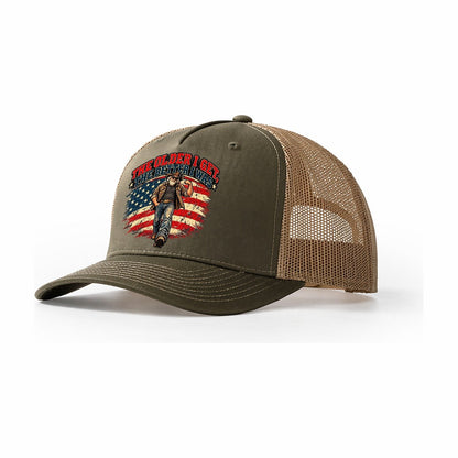 The Older I Get The Better I Was Old Man Strong Trucker Hat – Olive Khaki