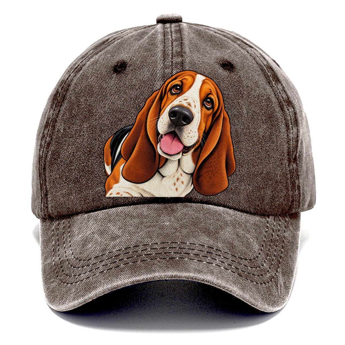 Happy Basset Hound Portrait Classic Cap – Brown