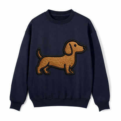 Dachshund Modern Elongated Silhouette Fleece Sweatshirt – Navy Blue