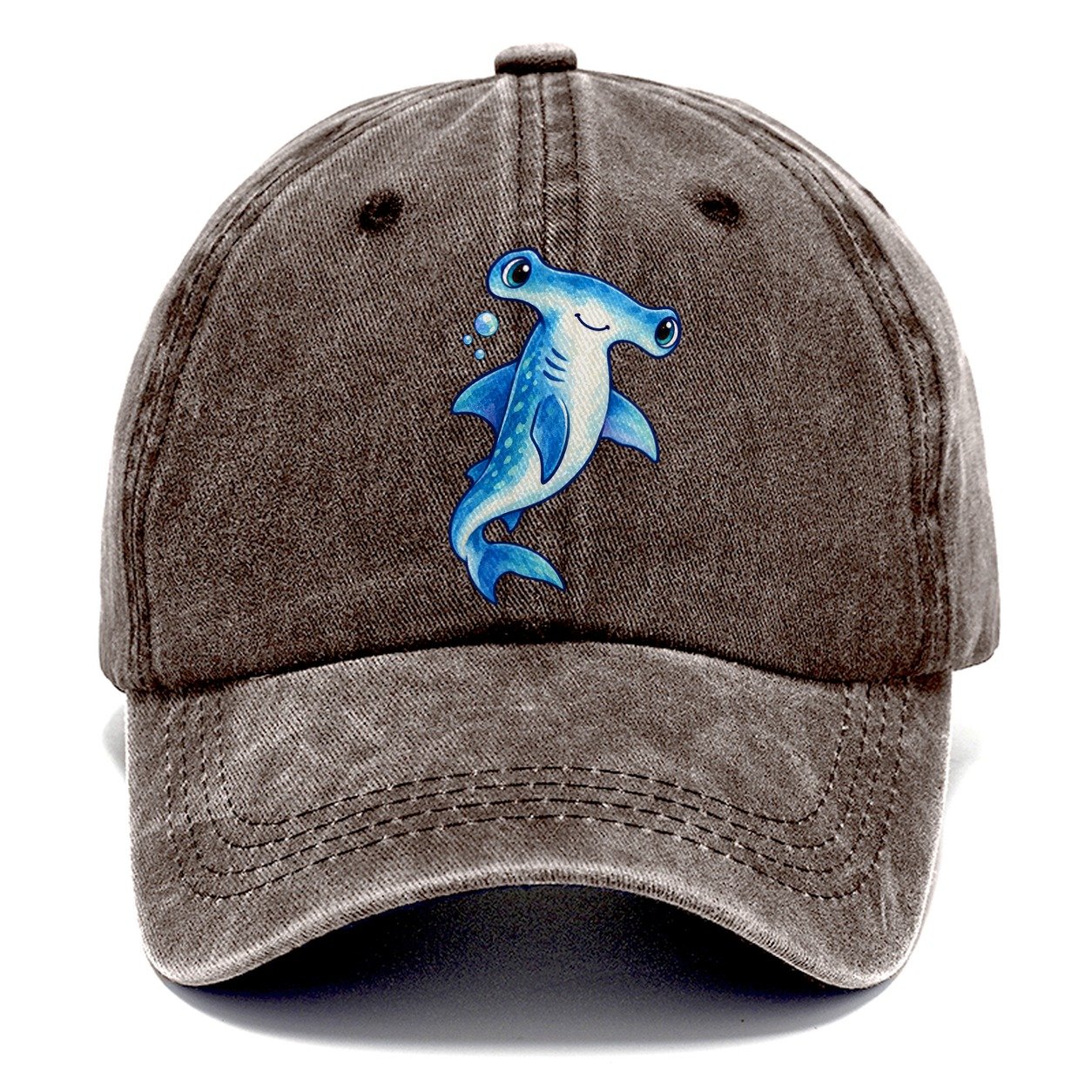 Hammerhead Shark Upward Swim Sea Sprite Classic Cap – Brown