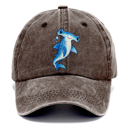 Hammerhead Shark Upward Swim Sea Sprite Classic Cap – Brown