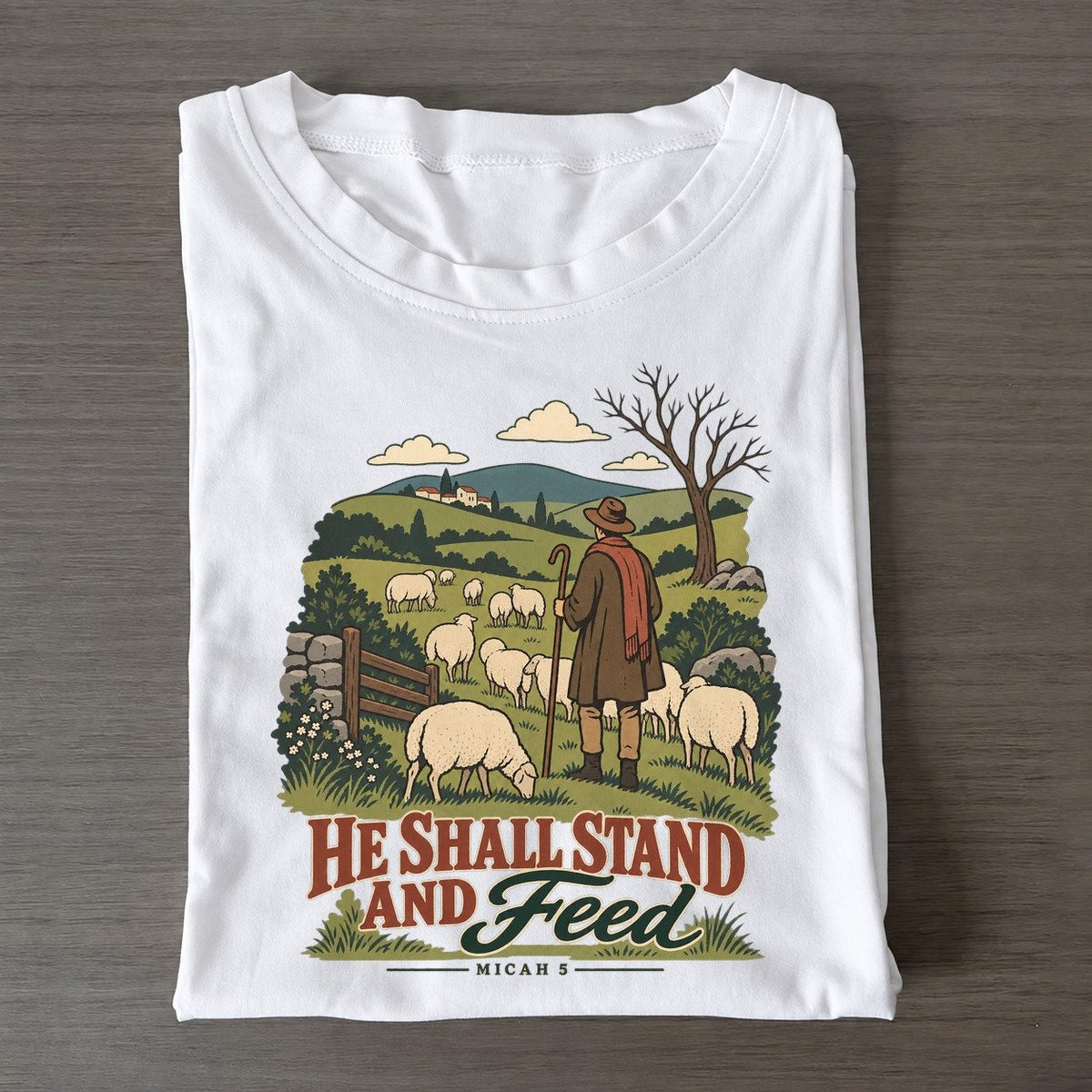He Shall Stand And Feed The Counting Gate Classic T-shirt – White