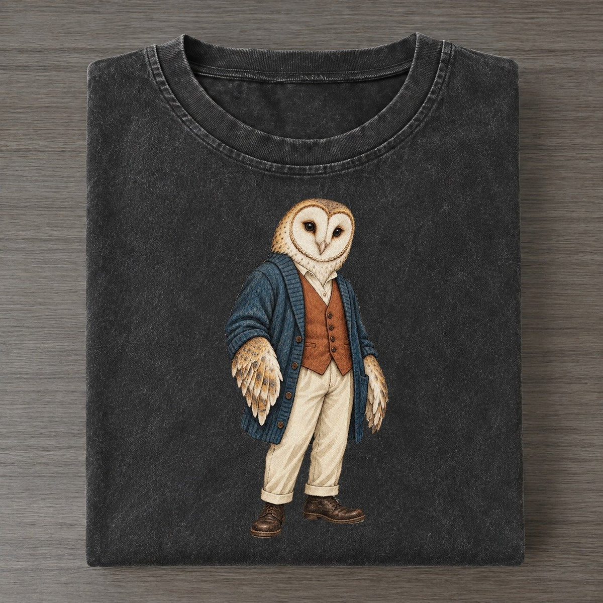 Barn Owl Wardrobe Portrait Wild Wardrobe Portraits Vintage T-shirt – Black
