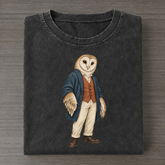 Barn Owl Wardrobe Portrait Wild Wardrobe Portraits Vintage T-shirt – Black