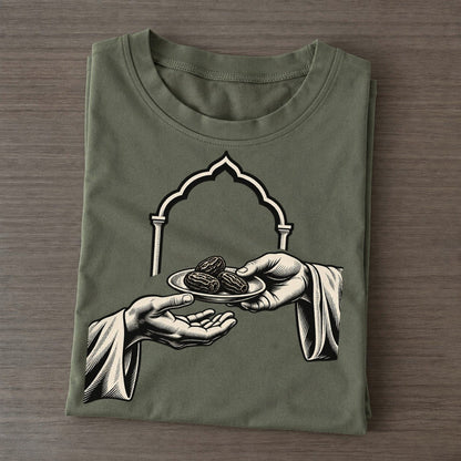Muslim Iftar Sharing Hands World Faiths Ink Figures Classic T-shirt – Army Green