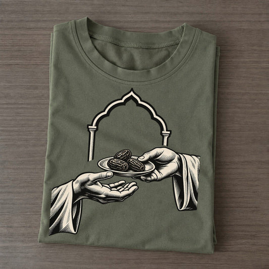 Muslim Iftar Sharing Hands World Faiths Ink Figures Classic T-shirt – Army Green