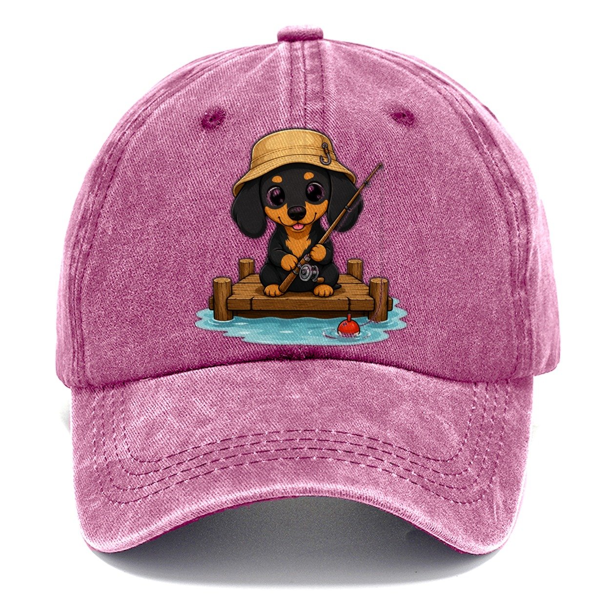Dachshund Fishing Dock Classic Cap – Dusty Rose