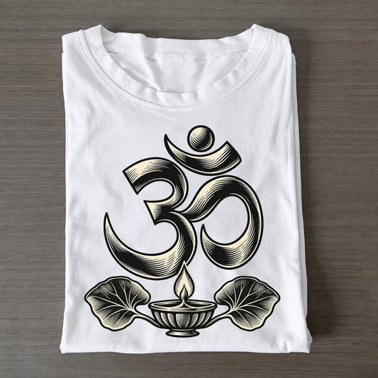 Hindu Om And Diya World Faiths Ink Figures Classic T-shirt – White