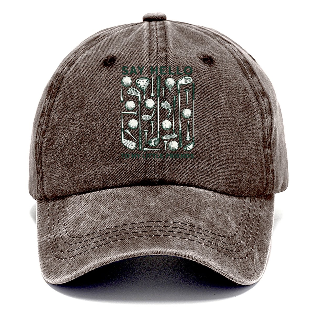 Say Hello Golf Friends Classic Cap – Brown
