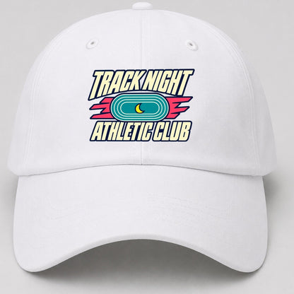 Track Night Athletic Club 90S Running Clubs Baseball Cap – White
