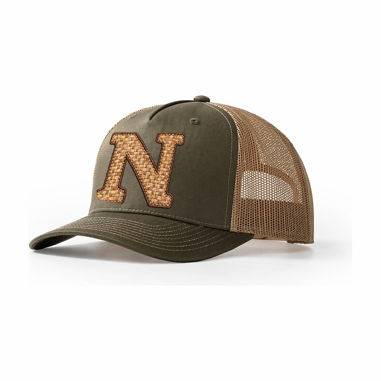 Woven Tweed N Monogram Trucker Hat – Olive Khaki