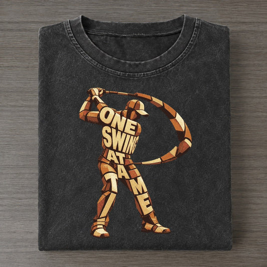 Golf Swing Arc Letter Sculpture Vintage T-shirt – Black