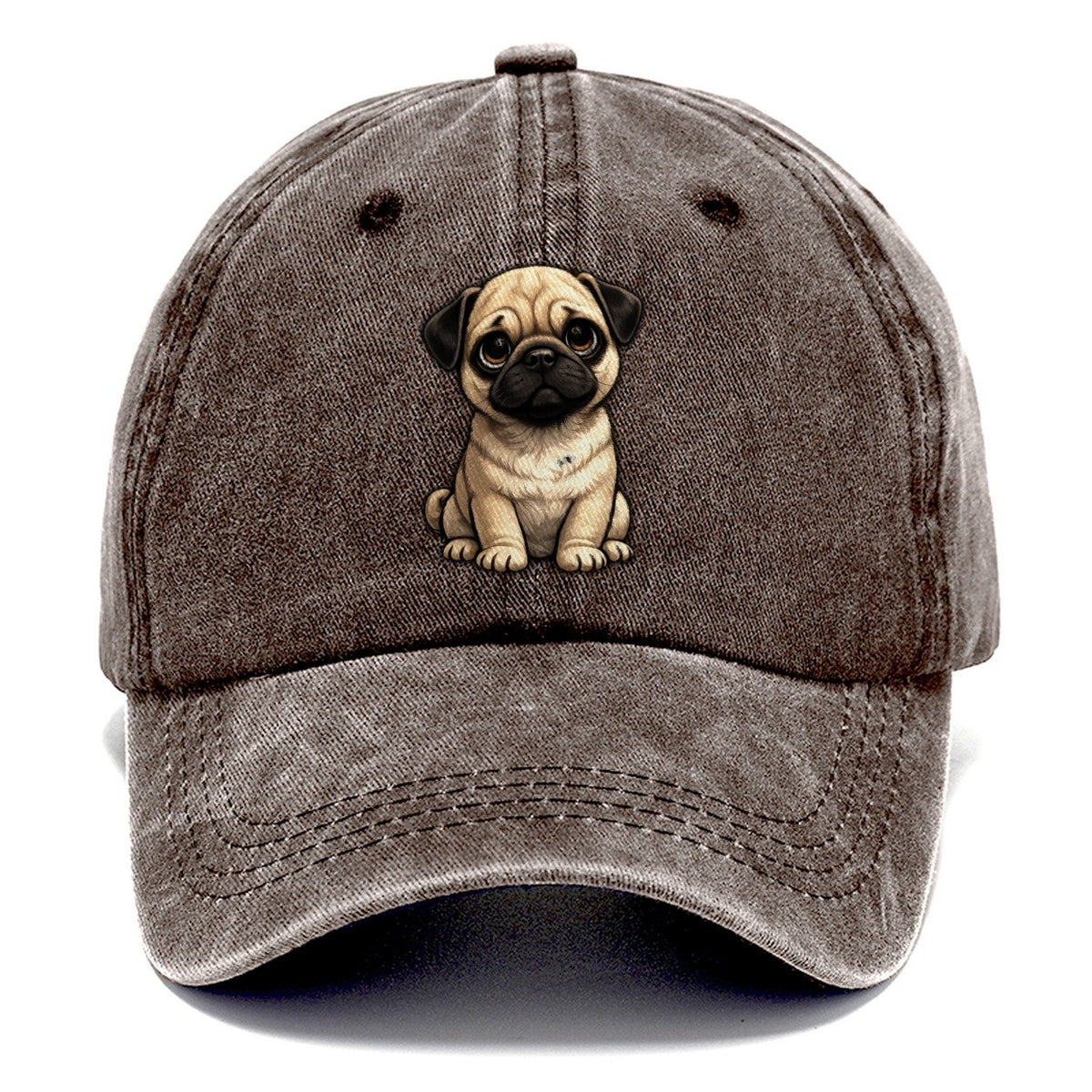 Pug Sitting Sweetheart Classic Cap – Brown