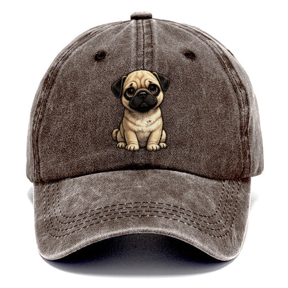 Pug Sitting Sweetheart Classic Cap – Brown