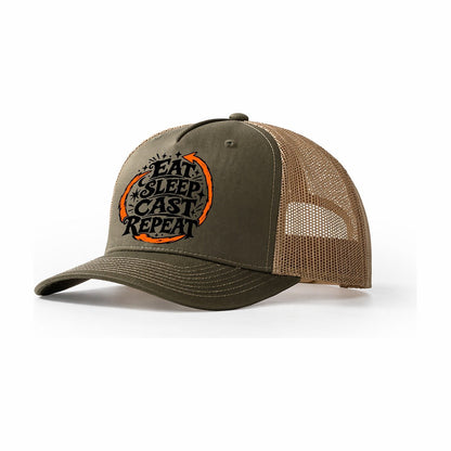 Eat Sleep Cast Repeat Slogan Witch Magic Trucker Hat – Olive Khaki