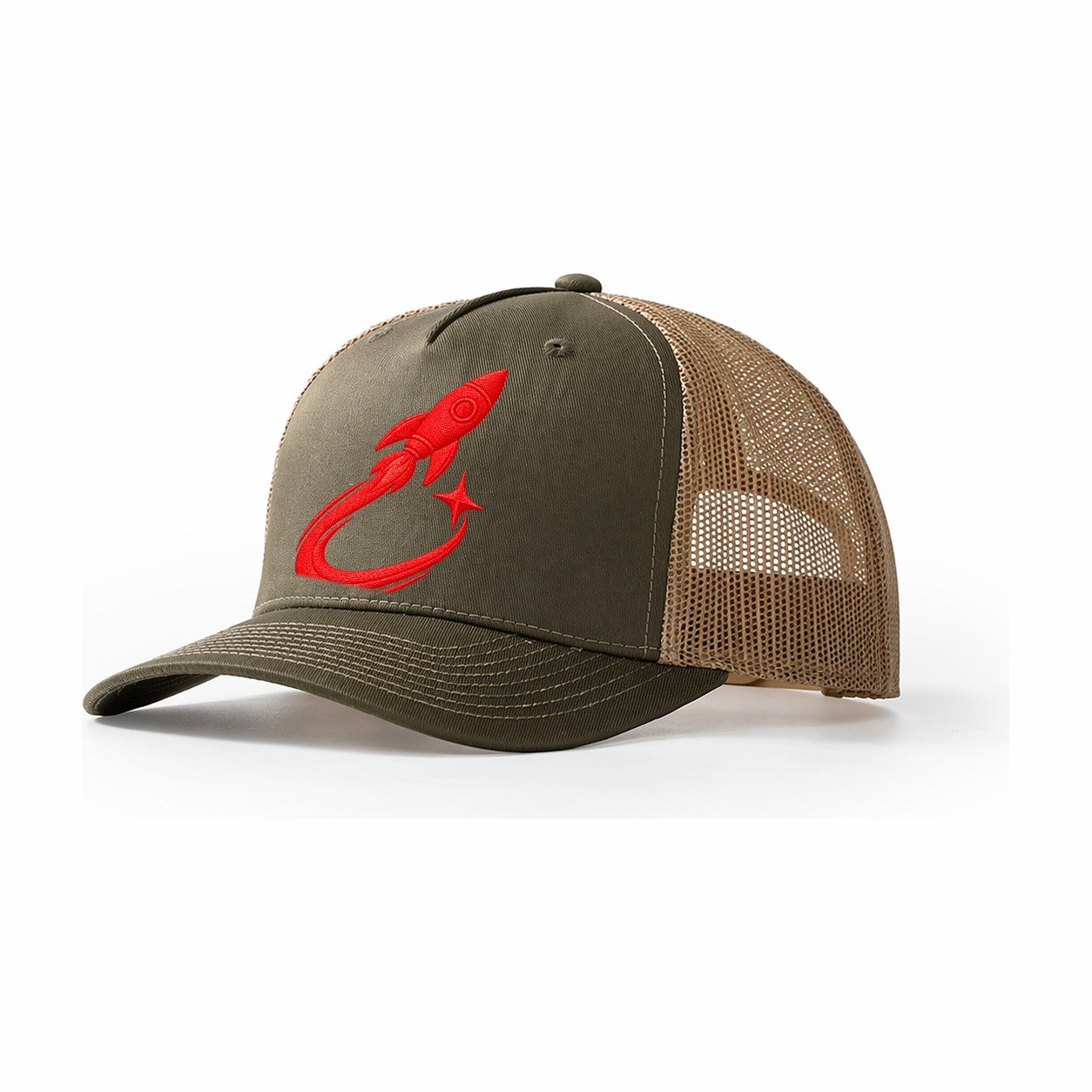 Rocket Star Slingshot Micro Motion Mark Trucker Hat – Olive Khaki