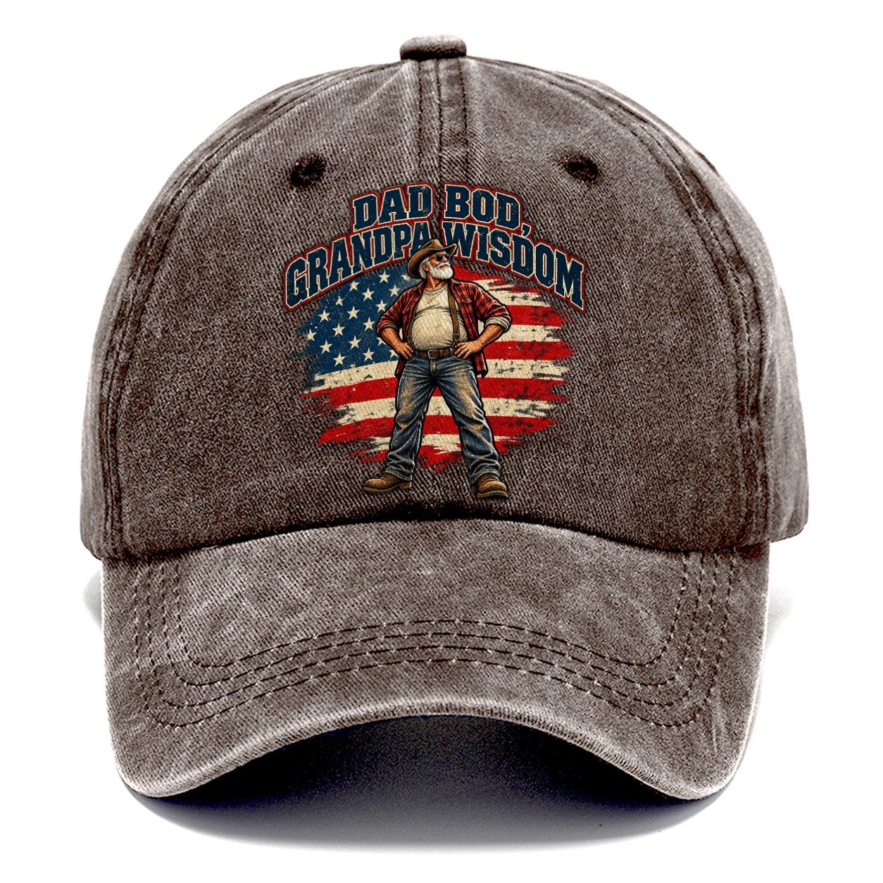 Dad Bod Grandpa Wisdom Old Man Strong Classic Cap – Brown