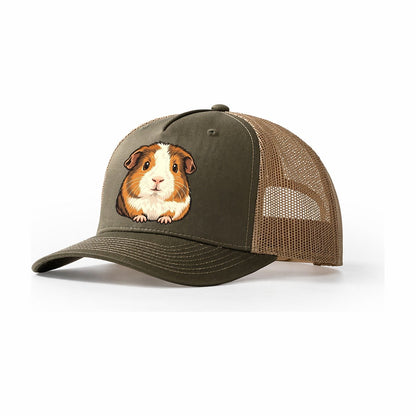 Guinea Pig Cream Blaze Small Pet Logos Trucker Hat – Olive Khaki