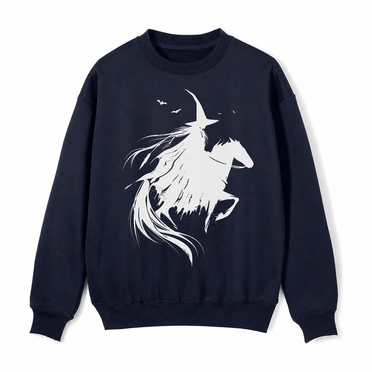 Witch On Horse Fleece Sweatshirt – Navy Blue