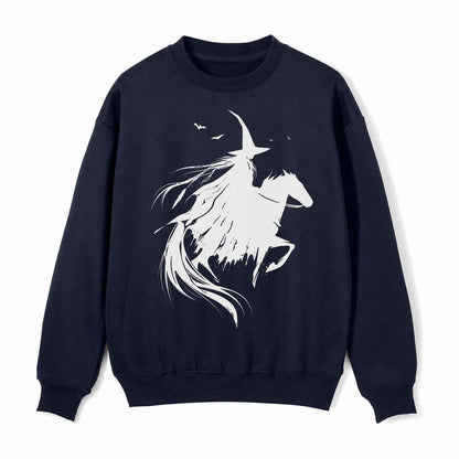 Witch On Horse Fleece Sweatshirt – Navy Blue