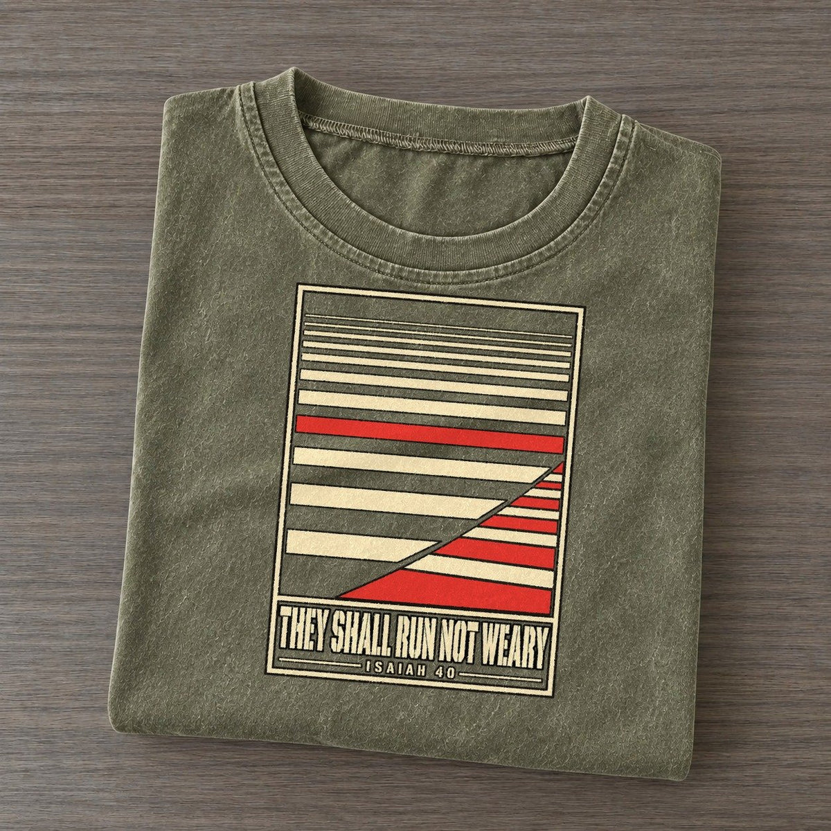 They Shall Run Not Weary Pit Board Parables Vintage T-shirt – Army Green