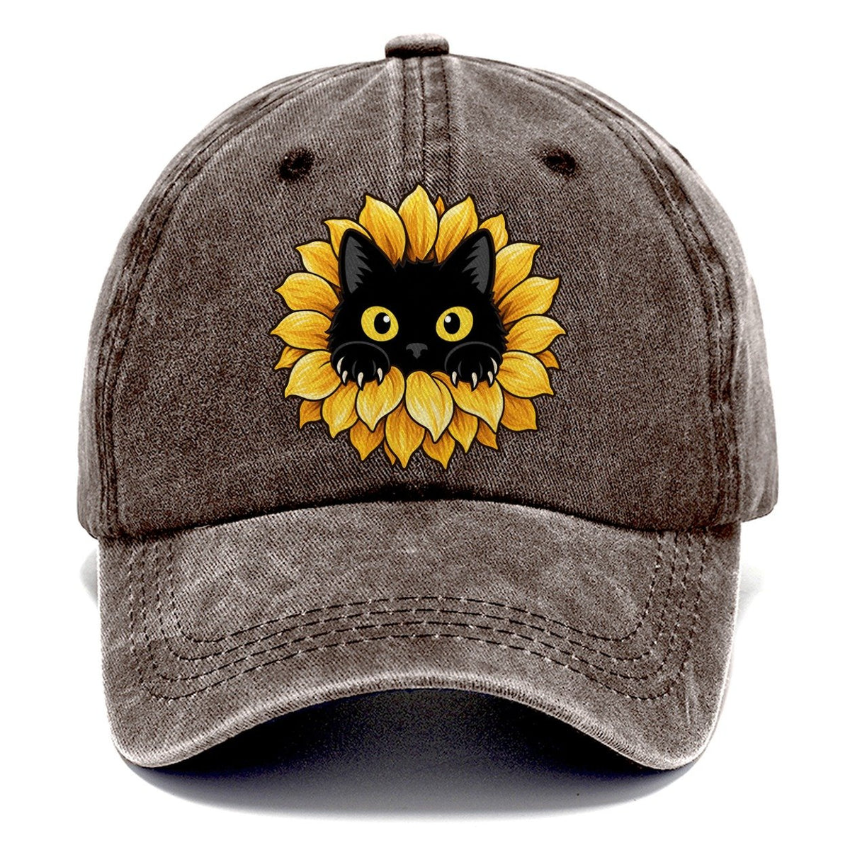 Black Cat Sunflower Fan Favorites Classic Cap – Brown