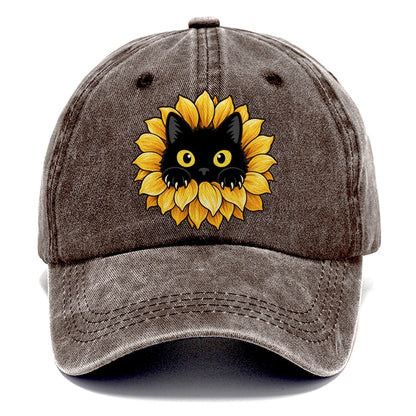 Black Cat Sunflower Fan Favorites Classic Cap – Brown