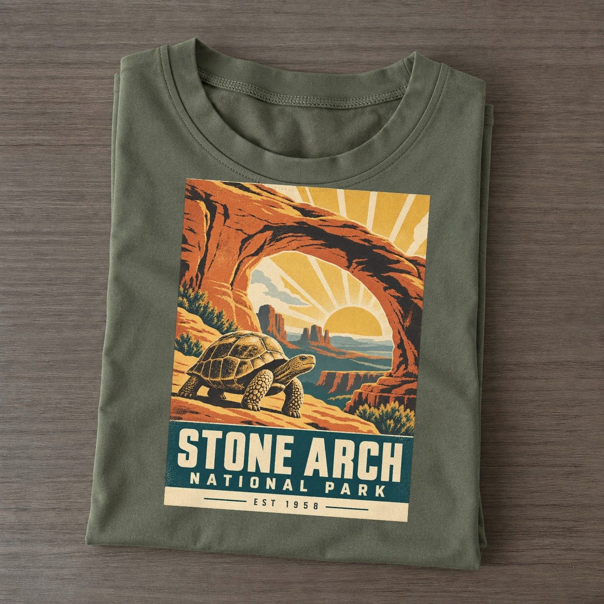 Stone Arch Nowhere National Parks Classic T-shirt – Army Green