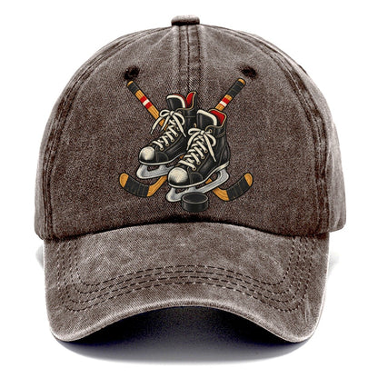 Backyard Hockey Skates Sticks And Puck Canada Cultural Icons Classic Cap – Brown
