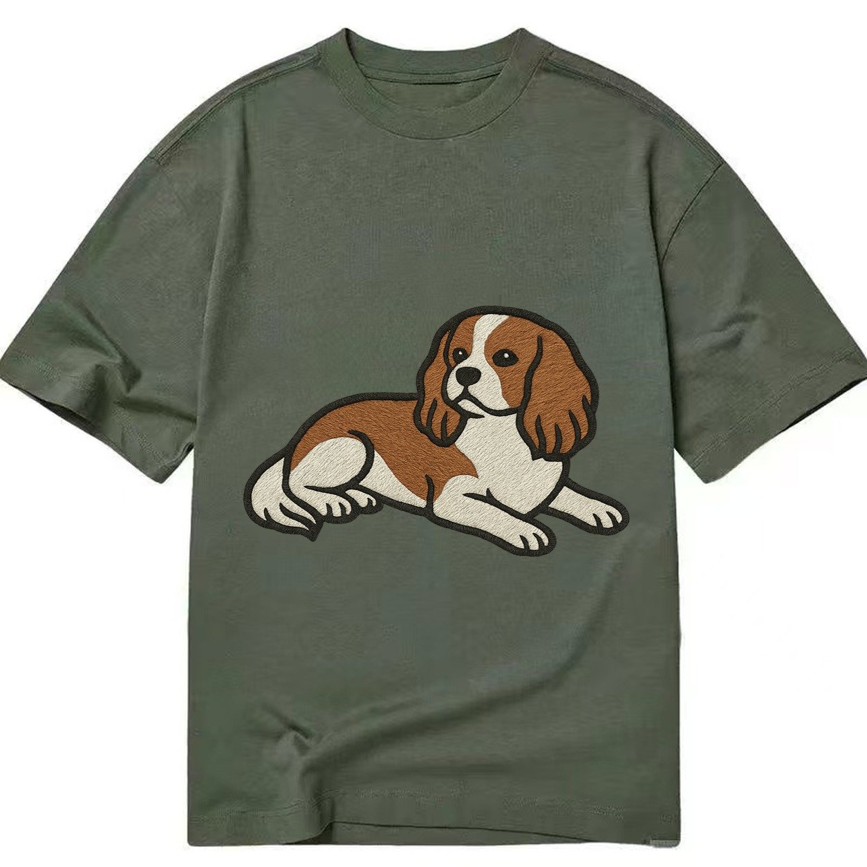 Cavalier King Charles Spaniel Blenheim Relaxed Lying Down Wi Classic T-shirt – Army Green