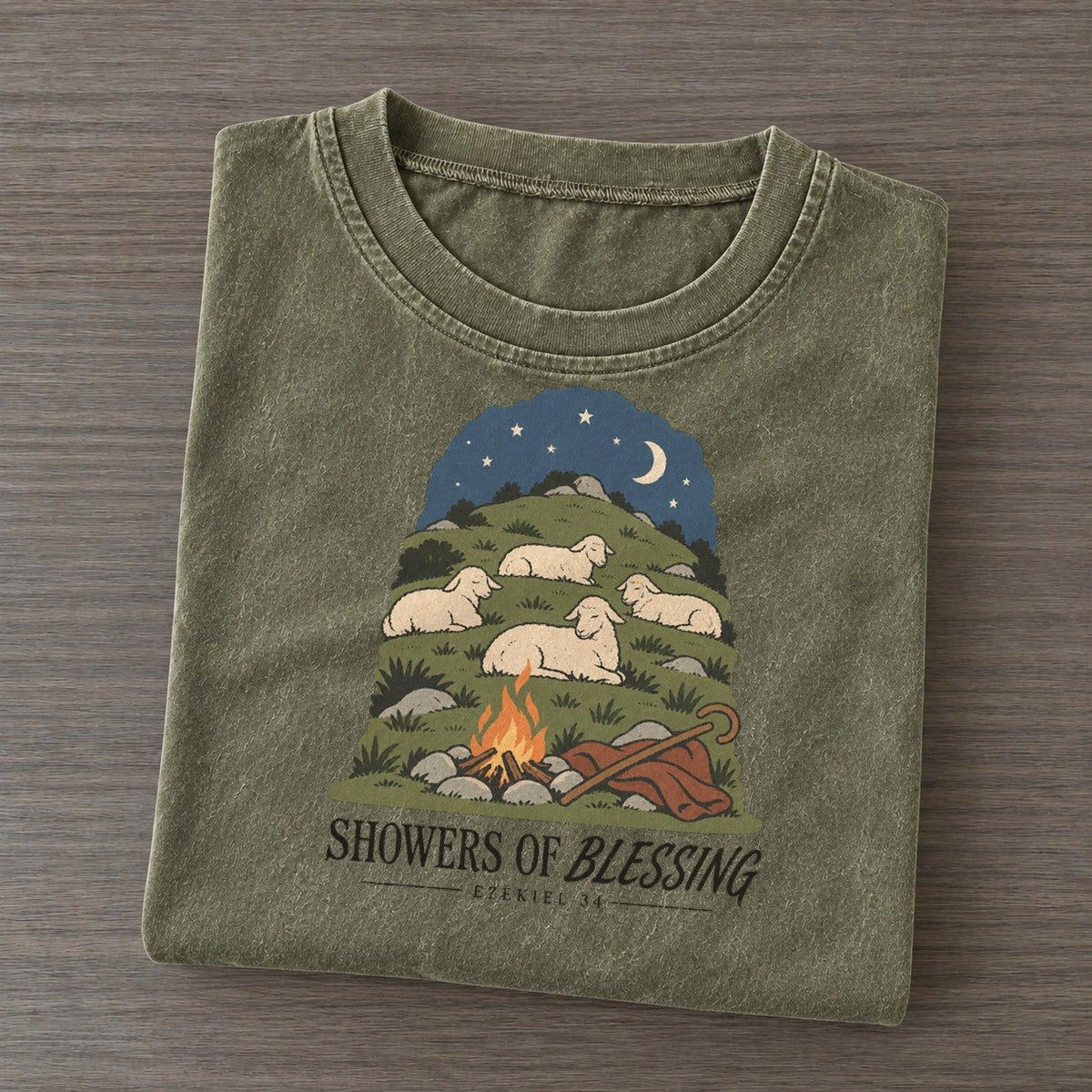 Showers Of Blessing The Counting Gate Vintage T-shirt – Army Green