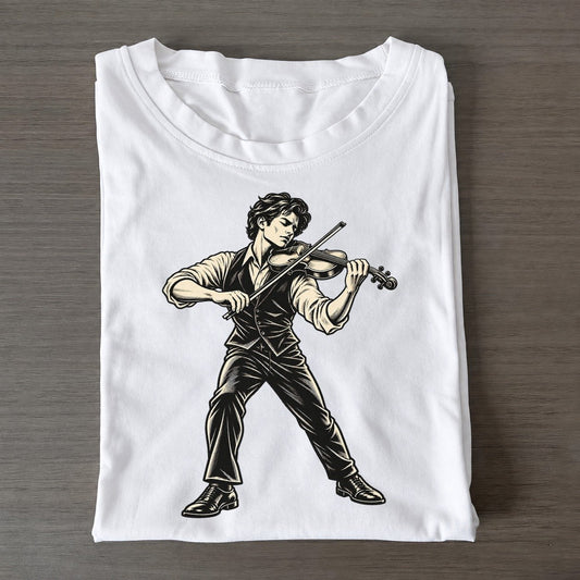 Violin Sustained Note Global Music Ink Figures Classic T-shirt – White
