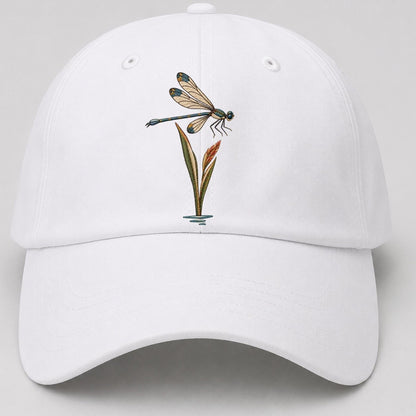 Damselfly Reed Reflection Gentle Wild Baseball Cap – White