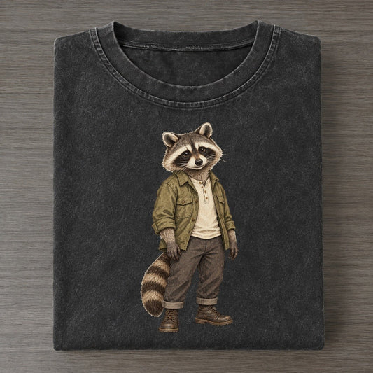 Raccoon Wardrobe Portrait Wild Wardrobe Portraits Vintage T-shirt – Black