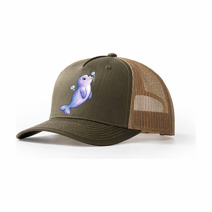 Seal Bubble Snoot Sea Sprite Trucker Hat – Olive Khaki