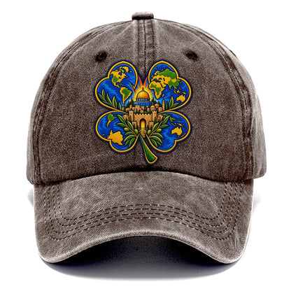Clover Leaf World Map Jerusalem Classic Cap – Brown