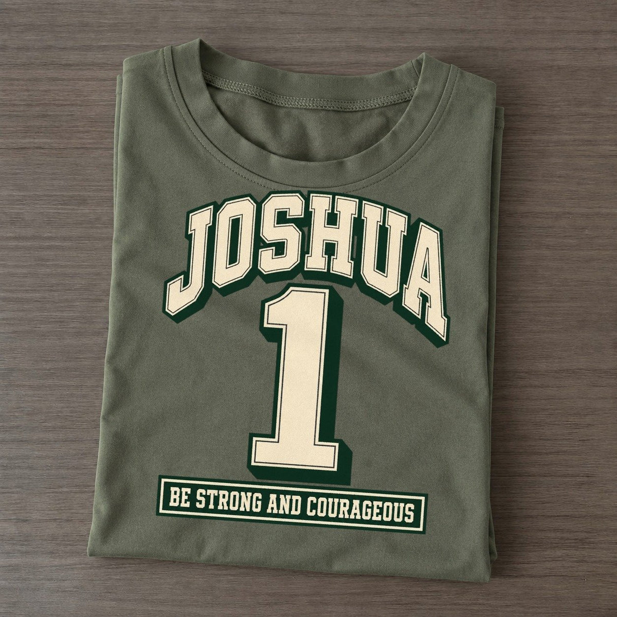 Joshua 1 Varsity Chapel Varsity Classic T-shirt – Army Green