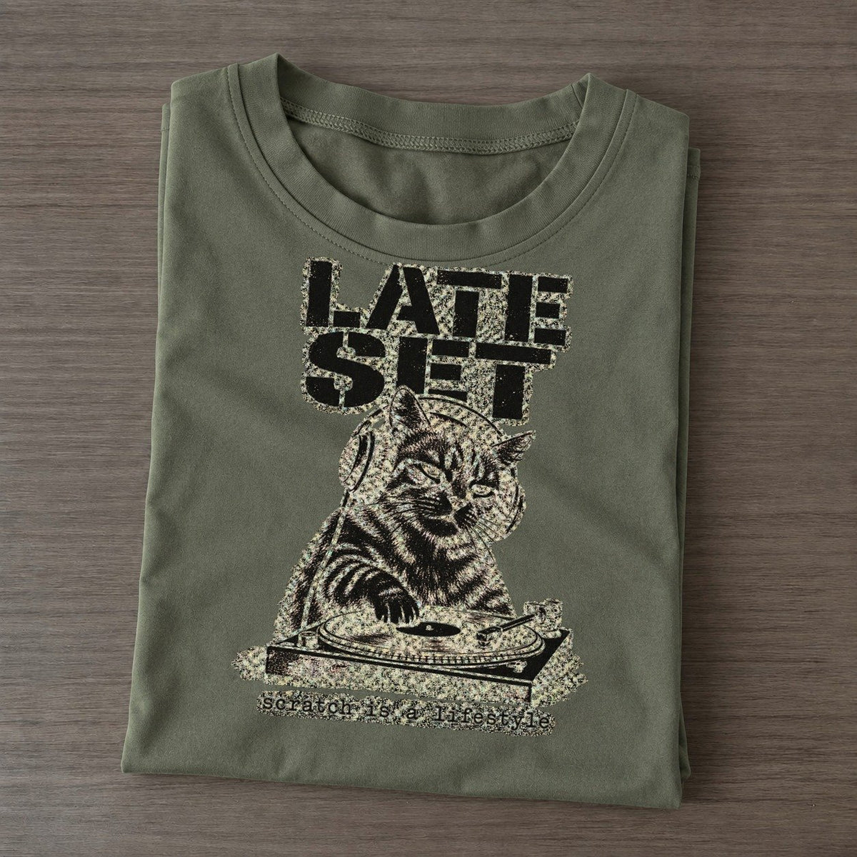 Dj Cat Alley Cat Records Classic T-shirt – Army Green