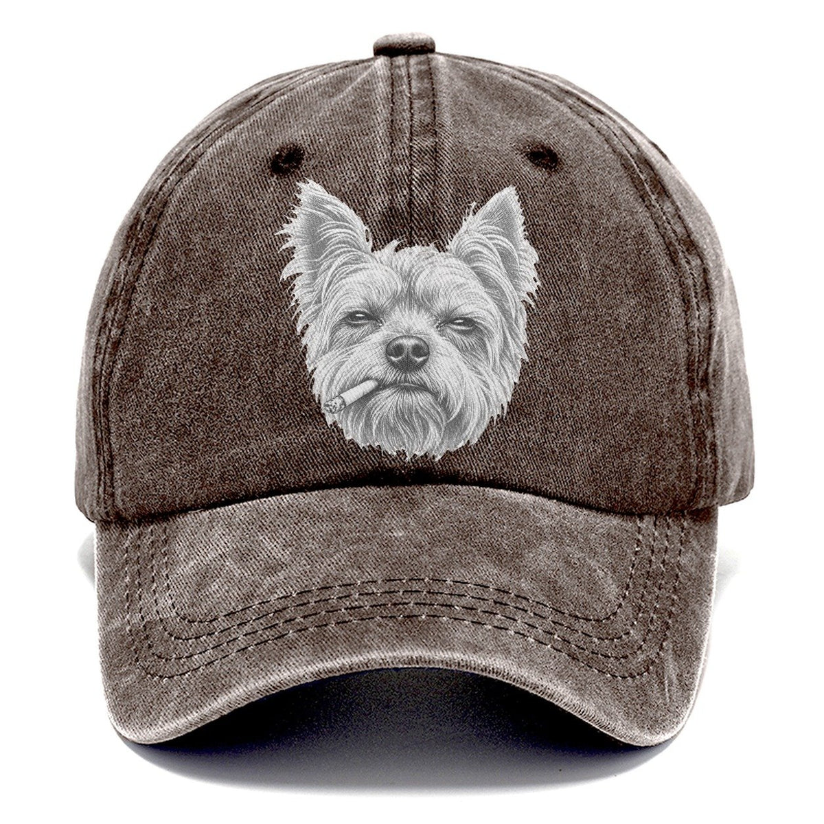 Yorkshire Terrier A Lit Cigarette Smoking Dogs Smoking Dogs Portraits Classic Cap – Brown