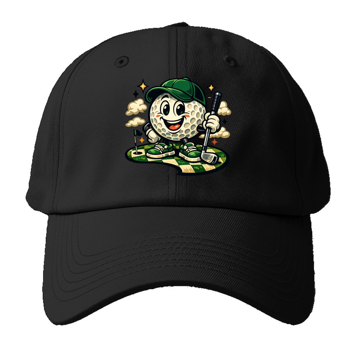 Green Fairway Mascot Baseball Cap – Black