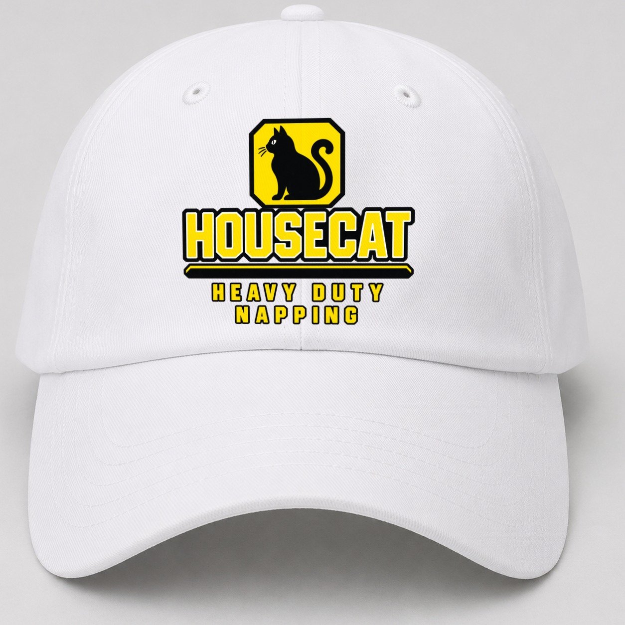 Housecat Heavy Duty Napping Heavy Duty Baseball Cap – White