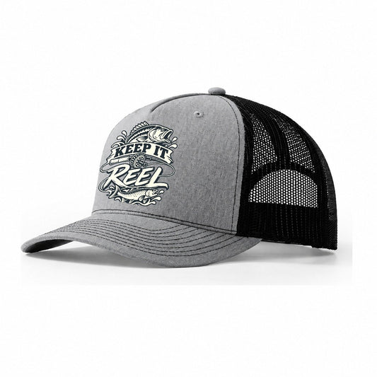 Keep It Reel Fishing Elegant Trucker Hat – Sport Grey Black