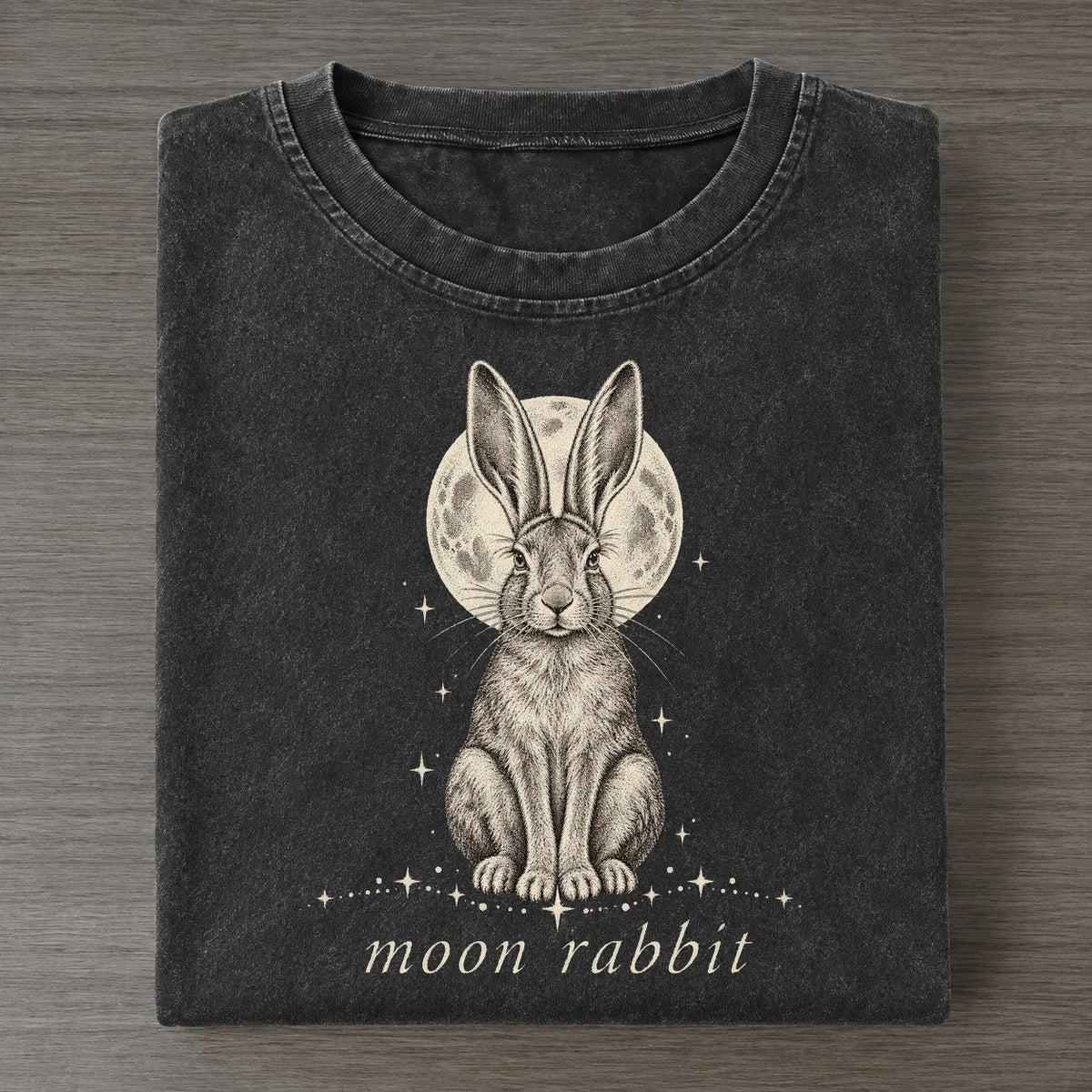 Hare Midnight Linework Vintage T-shirt – Black