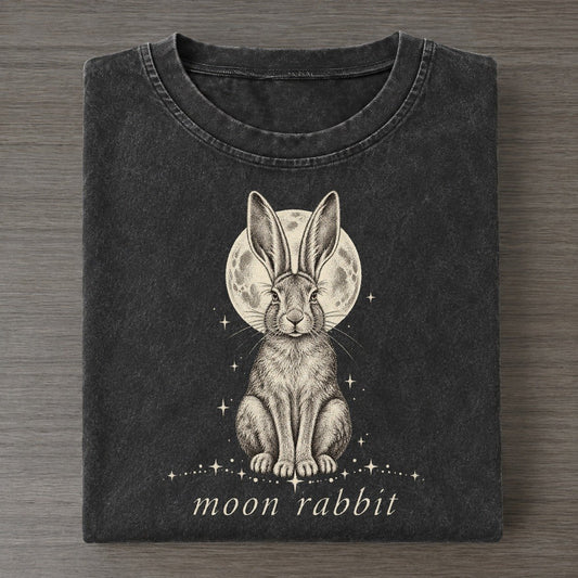 Hare Midnight Linework Vintage T-shirt – Black