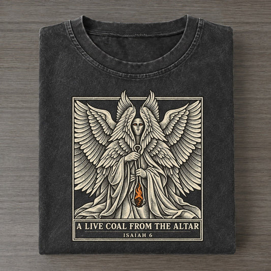 A Live Coal From Sixfold Wings Vintage T-shirt – Black