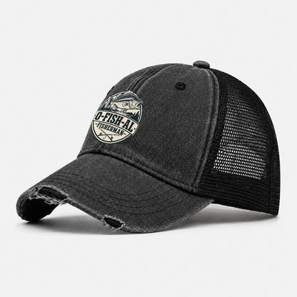 Ofishal Fisherman Fishing Elegant Washed Trucker Hat – Black