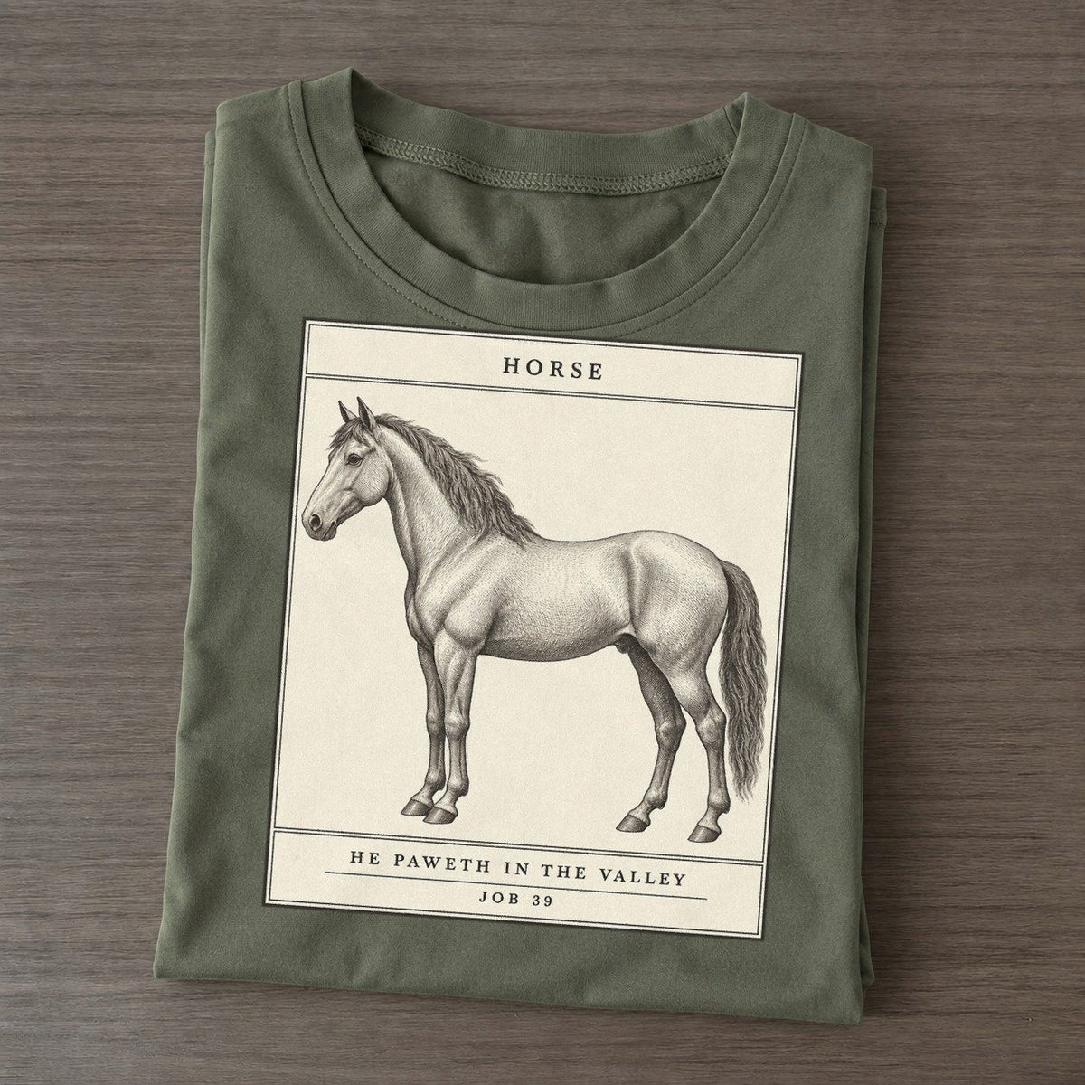 Horse Specimen Plate Creature Canticle Classic T-shirt – Army Green