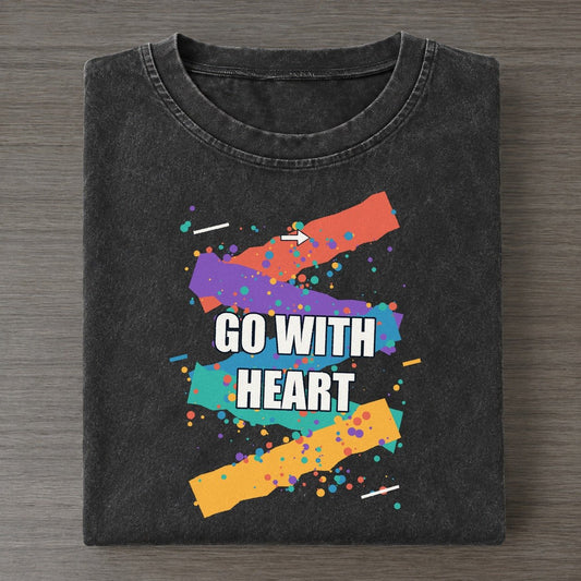 Go With Heart Colorburst Uplift Vintage T-shirt – Black