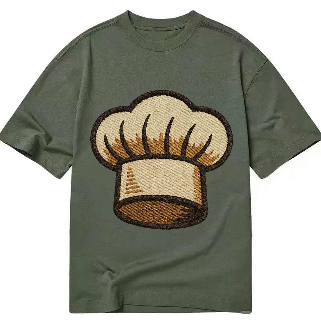 Chef Toque Pleats Embroidered 2a1da8 Classic T-shirt – Army Green